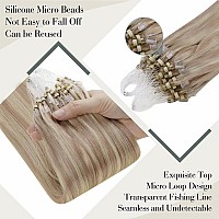 Laavoo Microlink Hair Extensions Human Hair Dirty Blonde Highlighted With Platinum Blonde Micro Loop Hair Extensions Real Human