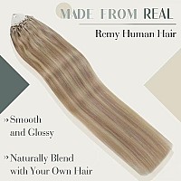 Laavoo Microlink Hair Extensions Human Hair Dirty Blonde Highlighted With Platinum Blonde Micro Loop Hair Extensions Real Human