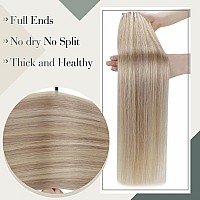 Laavoo Microlink Hair Extensions Human Hair Dirty Blonde Highlighted With Platinum Blonde Micro Loop Hair Extensions Real Human