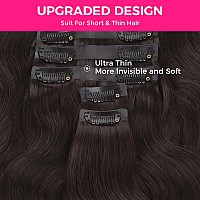 Lashey Seamless Clip In Hair Extensions Human Hair 130G 9Pcs 14 Inch Body Wave 2 Dark Brown Clip In Hair Extensions For Women P