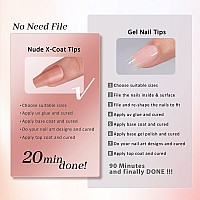 Btartbox Xcoattips Gel Nail Kit Short Coffin Press On Nails With Gel Glue Top Coat Nail Lamp Precolored Short Nail Tips Br