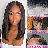 Sakalaka Short Bob Wig Human Hair13X4 Hd Lace Front Wigs Human Hair Pre Plucked With Baby Hair180 Density Yaki Straight Bob Fr