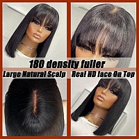 Sakalaka Bob Wig Human Hair With Bangs Short Black Bob Wigs For Women Human Hair Brazilian Virgin Straight Hair Bob Wigs With Ba