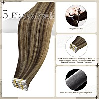 Full Shine Injection Virgin Tape In Hair Extensions Color Bm Tape In Human Hair Extensions Invisible Tape In Extensions 20Inch D