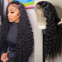 Momaksa 13X6 Deep Wave Lace Front Wigs Human Hair Hd Transparent Curly Lace Frontal Wig Human Hair For Women Glueless Wigs Human