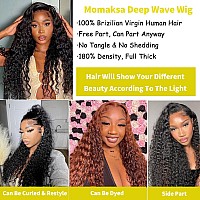 Momaksa 13X6 Deep Wave Lace Front Wigs Human Hair Hd Transparent Curly Lace Frontal Wig Human Hair For Women Glueless Wigs Human