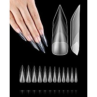 120Pcs Extra Long Stiletto Nail Tips 12 Sizes Clear Xxl Fullcover Press On Nails Halfmatte False Nail Extension Tips For Prof