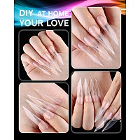 120Pcs Extra Long Stiletto Nail Tips 12 Sizes Clear Xxl Fullcover Press On Nails Halfmatte False Nail Extension Tips For Prof