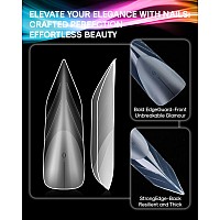 120Pcs Extra Long Stiletto Nail Tips 12 Sizes Clear Xxl Fullcover Press On Nails Halfmatte False Nail Extension Tips For Prof