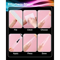 120Pcs Extra Long Stiletto Nail Tips 12 Sizes Clear Xxl Fullcover Press On Nails Halfmatte False Nail Extension Tips For Prof