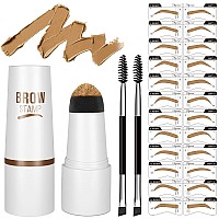 Eyebrow Stamp Stencil Kit Vegan Eyebrow Stamp Pomade Longlasting Waterproof Smudgeproof With 24Pcs Reusable Thin Thick