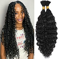 Human Hair Braiding Hair 20 Inch 100G With 2Bundles Water Wave For Braiding Wet And Wavy Micro Braiding Human Hair No Weft Human