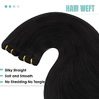 Youngsee 130G Sew In Hair Extensions Black Human Hair Extensions Weft Jet Black Real Hair Weft Extensions Long Human Hair Sew In