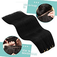 Youngsee 130G Sew In Hair Extensions Black Human Hair Extensions Weft Jet Black Real Hair Weft Extensions Long Human Hair Sew In