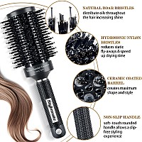 Stylemate Round Brush Nano Thermal Ceramic Ionic Tech Round Barrel Hair Brush With Boar Bristles Roller Brush For Blow Dryin