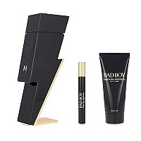 Carolina Herrera Bad Boy 3-Piece Set for Men, (3.4 Oz Eau De Toilette Spray + 3.4 Oz Shower Gel + 0.33 Oz Travel Spray)