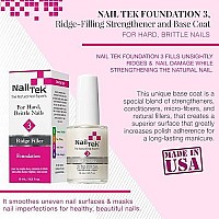 Nail Tek Foundation 3, Ridge Filling Strengthening Base Coat for Hard and Brittle Nails, 0.5 oz, 1-Pack