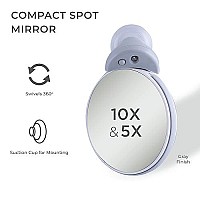 Zadro Dual-Sided 10X/5X Magnification LED Lighted Compact Travel Lightweight Portable Spot Makeup Mirror, Gray/White, FC30L