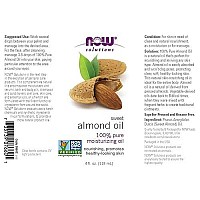 Now Solutions, Sweet Almond Oil, 100% Pure Moisturizing Oil, Promotes Healthy-Looking Skin, Unscented Oil, 4-Ounce