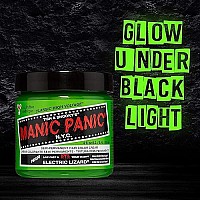 MANIC PANIC Electric Lizard Green Hair Dye - Classic High Voltage - Semi Permanent Bright Neon Green Hair Dye With Lime Green Hues - Glows in Blacklight - Vegan, PPD And Ammonia Free (4oz)