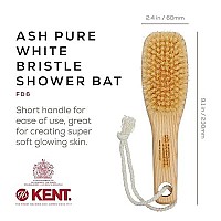 Kent Fd6 9 Beechwood Wood Short Handle Shower Bath Body Brush. For Skin Exfoliate & Massage. 100% White Boar Bristles. Best Body, Foot And Leg Scrubber Brushing For Wet And Dry Body. Made In England