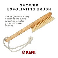 Kent Fd6 9 Beechwood Wood Short Handle Shower Bath Body Brush. For Skin Exfoliate & Massage. 100% White Boar Bristles. Best Body, Foot And Leg Scrubber Brushing For Wet And Dry Body. Made In England