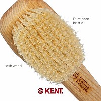 Kent Fd6 9 Beechwood Wood Short Handle Shower Bath Body Brush. For Skin Exfoliate & Massage. 100% White Boar Bristles. Best Body, Foot And Leg Scrubber Brushing For Wet And Dry Body. Made In England