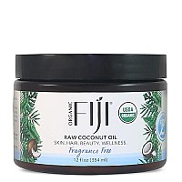 Organic Fiji, Raw Cold Pressed Organic Coconut Oil, Fragrance Free, 12Oz