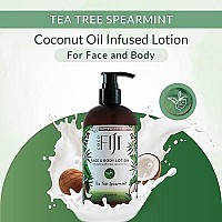 Coco Fiji Face & Body Lotion Infused With Coconut Oil | Lotion for Dry Skin | Moisturizer Face Cream & Massage Lotion for Women & Men | Tea Tree Spearmint 12 oz, Pack of 1