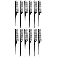 Diane Thick Rat Tail Comb Pack, Black, 12 Count