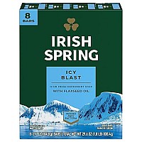 Irish Spring Icyblast Cool Refreshment Deodorant Soap Unisex Soap 8 Count (0737052216546)