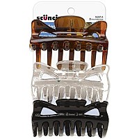 Scunci Effortless Beauty Basic Jaw Clips, Assorted Colors, 3-Count