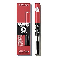 Liquid Lipstick with Clear Lip Gloss by Revlon, ColorStay Overtime Lipcolor, Dual Ended with Vitamin E in Reds & Corals, 020 Constantly Coral, 0.07 Oz