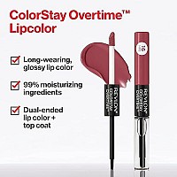 Liquid Lipstick with Clear Lip Gloss by Revlon, ColorStay Overtime Lipcolor, Dual Ended with Vitamin E in Reds & Corals, 020 Constantly Coral, 0.07 Oz