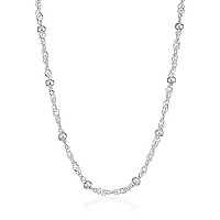 Zabiva Essentials Women Sterling Silver Singapore Bead Chain Station Necklace, 24