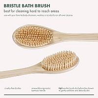 EcoTools Bristle Bath Brush, Shower Body Brush with Gentle, Stiff Bristles, Long Bamboo Handle, Gently Exfoliating for Back & Body, Stimulates Blood Circulation, Eco-Friendly, 1 Count