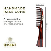 Kent 14T Large All Coarse Hair Detangling Comb, Wide Teeth For Long Thick Curly Wavy Hair. Hair Detangler Comb For Wet And Dry. Rake Comb Saw-Cut From Cellulose And Hand Polished, Handmade In England