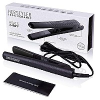 Herstyler Forever Straightening Flat Iron | Travel Friendly Dual Voltage Flat Iron 1.25 inch | Ceramic Hair Straightener For Silken Hair | Negative Ion Technology To Fight Frizz | Beautiful In Black