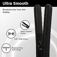 Herstyler Forever Straightening Flat Iron | Travel Friendly Dual Voltage Flat Iron 1.25 inch | Ceramic Hair Straightener For Silken Hair | Negative Ion Technology To Fight Frizz | Beautiful In Black