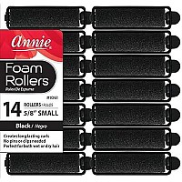 Annie- Salon Style Small Foam Hair Rollers - (5/8) Black - (14) Piece Set - Soft Heat-less Hair Curling Tools