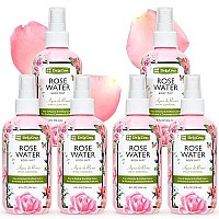 De La Cruz Rose Water Spray, No Parabens Or Artificial Colors, Vegan, Made In Usa 8 Fl Oz (6 Bottles)