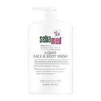 Sebamed Liquid Face and Body Wash for Sensitive Skin, pH 5.5, Mild Gentle Hydrating Cleanser, Hypoallergenic Body Wash for Men and Women, Dermatologist Recommended, 33.8 Fluid Ounces (1 Liter)