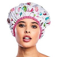 Reusable Shower Cap & Bath Cap, Lined, Oversized Waterproof Shower Caps Large Designed For All Hair Lengths With Peva Lining & Elastic Band Stretch Hem Hair Hat - Fashionista Diva