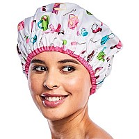 Reusable Shower Cap & Bath Cap, Lined, Oversized Waterproof Shower Caps Large Designed For All Hair Lengths With Peva Lining & Elastic Band Stretch Hem Hair Hat - Fashionista Diva