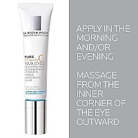 La Roche-Posay Redermic C Pure Vitamin C Eye Cream with Hyaluronic Acid to Reduce Wrinkles for Anti-Aging Effect, 0.5 Fl Oz (Pack of 1)