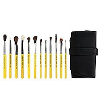 Bdellium Tools Professional Makeup Brush Travel Series - Eyes 12pc. Brush Set with Roll-Up Pouch