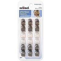 Scunci Effortless Beauty Thick Hair Mini Jaw Clips, 1 cm, (Pack of 18)