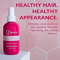 12 Benefits Instant Healthy Hair Treatment - Leave In Conditioner Spray with Quaternium 39 and Silk Fibre Protein - Smooths Frizz, Strengthens & Repairs Damaged Hair - Made in the USA, (6 Fl Oz)