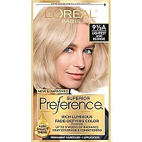 L'Oreal Paris Superior Preference Fade-Defying + Shine Permanent Hair Color, 9.5A Lightest Ash Blonde, Pack of 1, Hair Dye