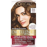 Loreal Paris Excellence Creme Permanent Hair Color, 5G Medium Golden Brown, 100 Percent Gray Coverage Hair Dye, Pack Of 1